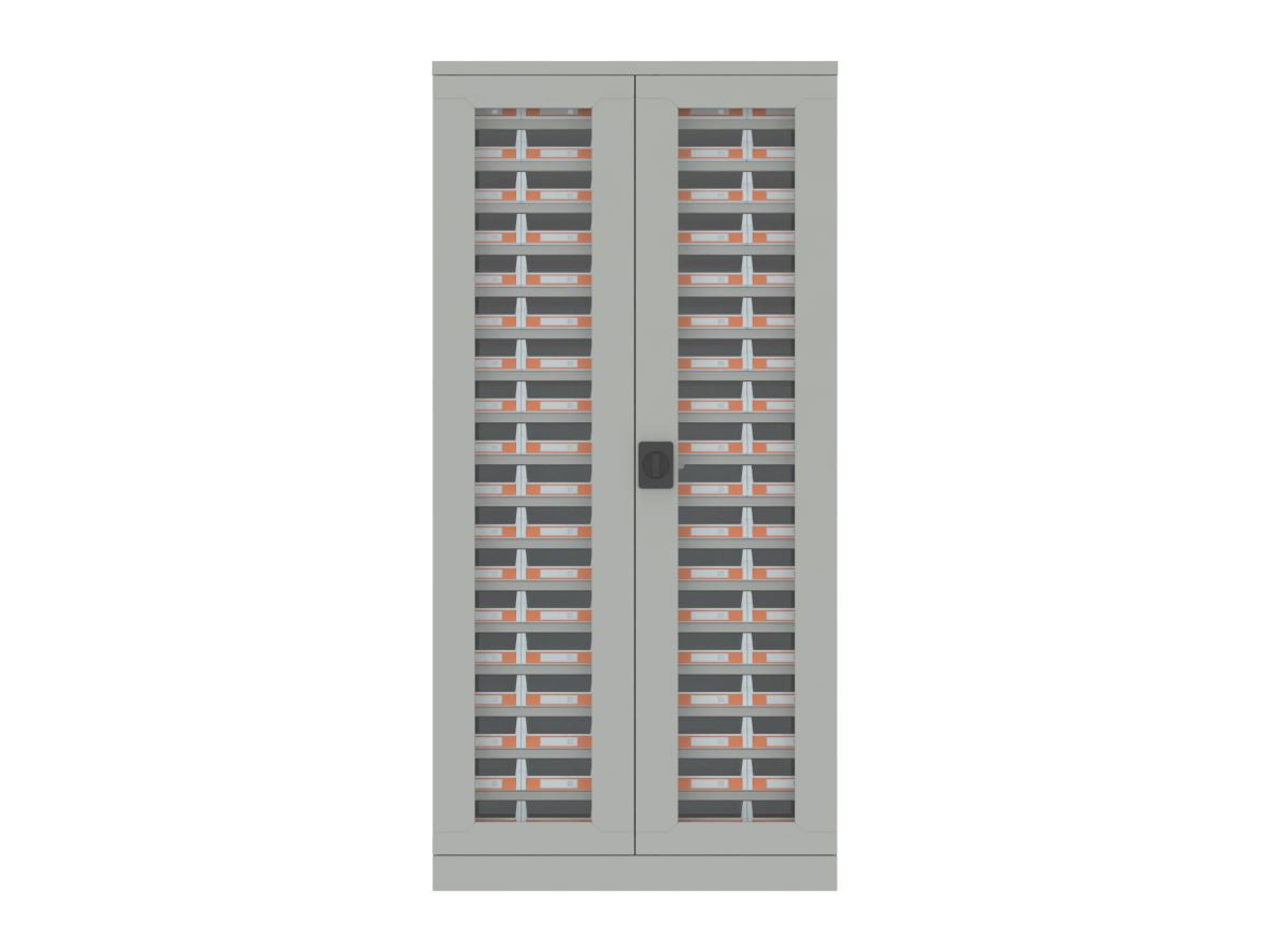 SMALL PARTS CABINET - 90 BIN WITH GLASS DOOR- LD-90G