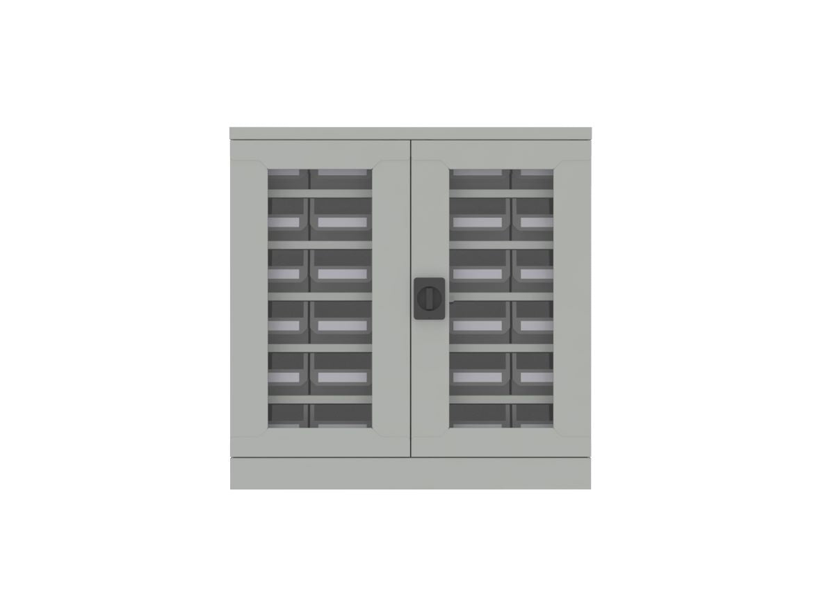 SMALL PARTS CABINET - 30 BIN WITH GLASS DOOR MODEL: HD-30G