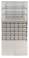 Pharmacy Rack -  Bottom Unit+ 30Bin Rack + Glass rack