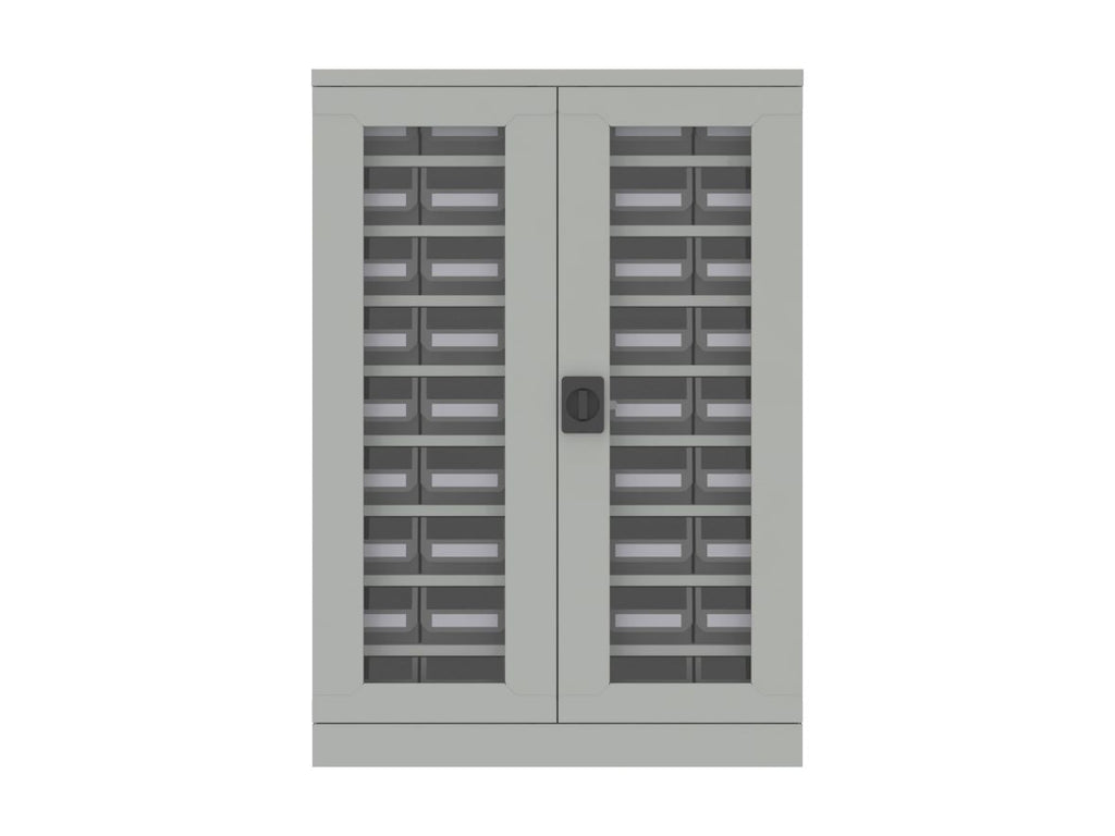 SMALL PARTS CABINET  45 BIN WITH GLASS DOOR, MODEL HD-45G