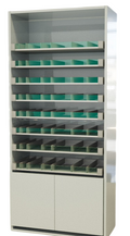 Pharmacy Rack 8 Pull Out Tray for Syrup + Bottom Storage with Door